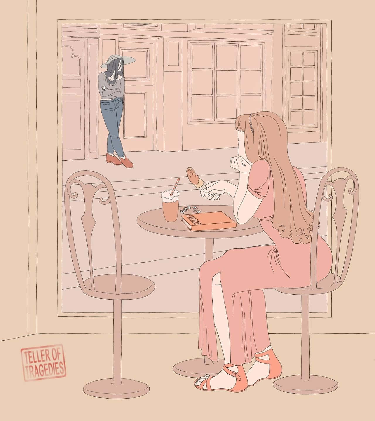 A Girl Sitting At A Table Eating A Sandwich