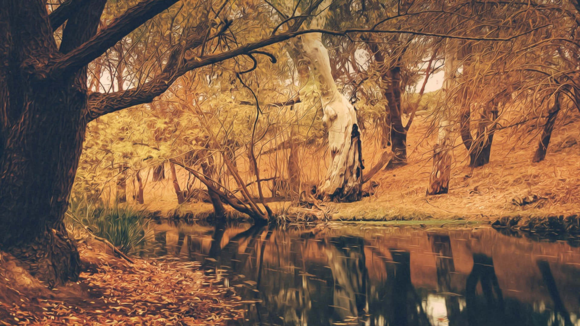 Escape the hustle and bustle of everyday life with a tranquil aesthetic fall background