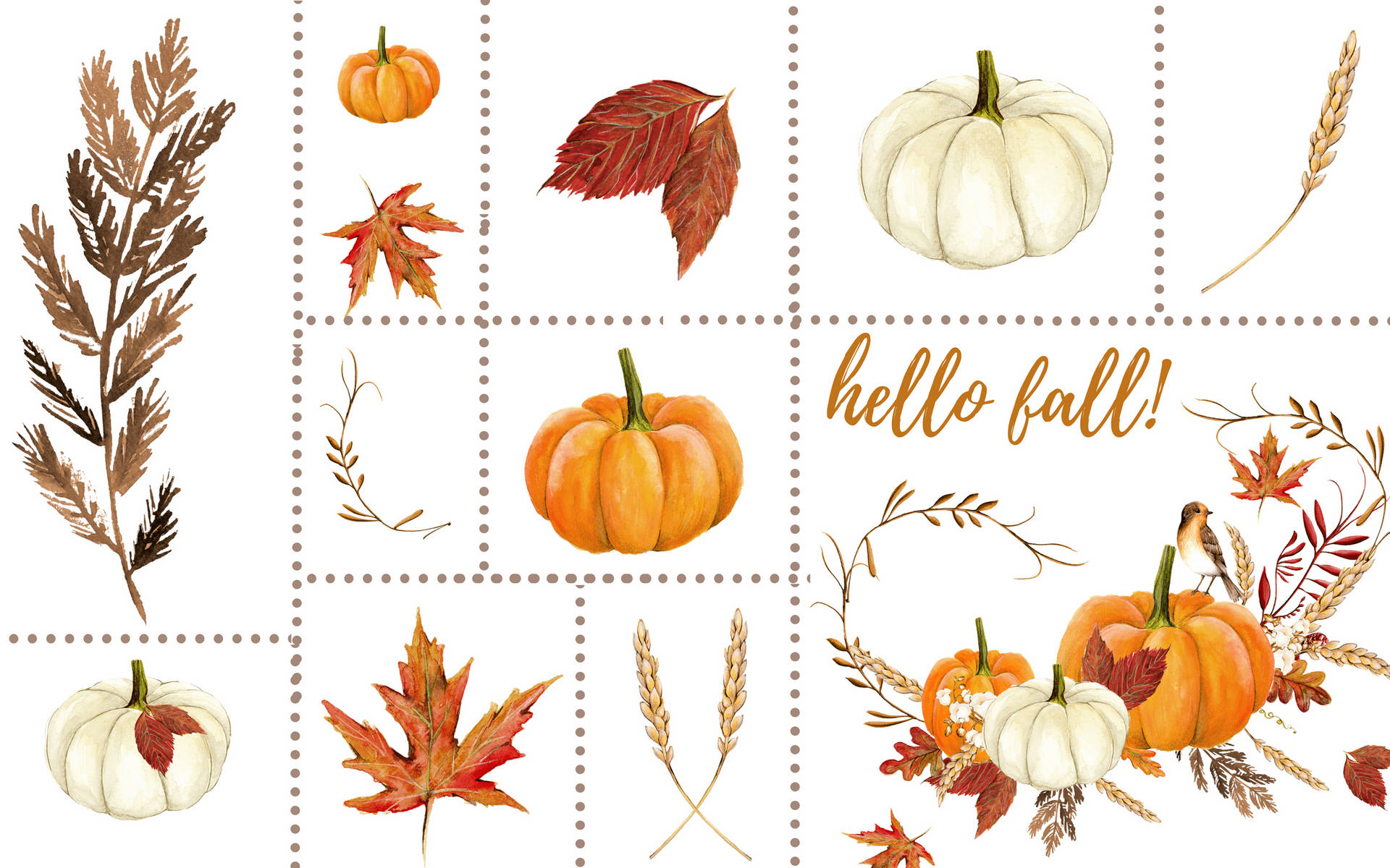 Aesthetic Fall Hello Collage Wallpaper