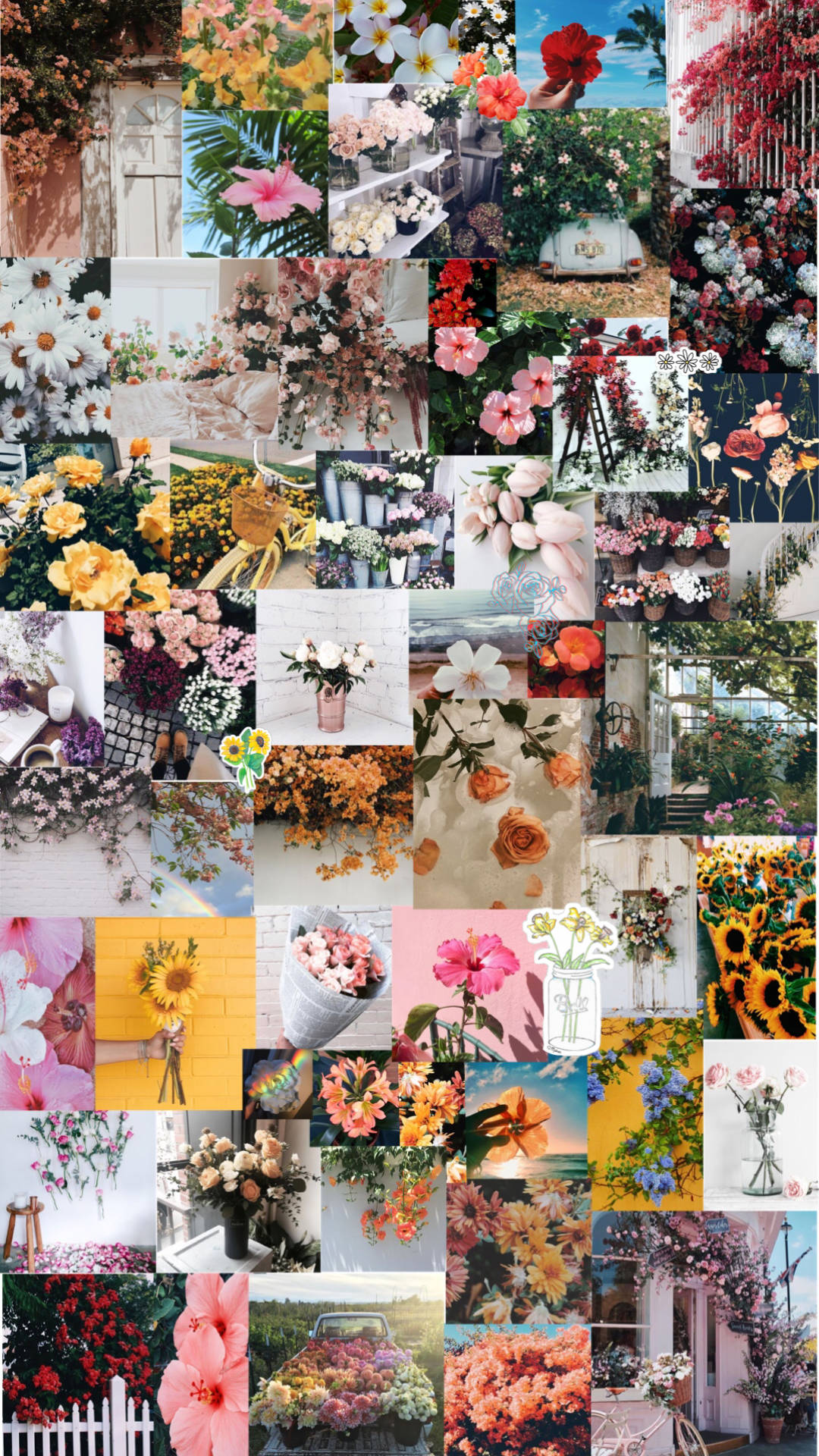 Aesthetic Floral Display On Iphone Screen Wallpaper