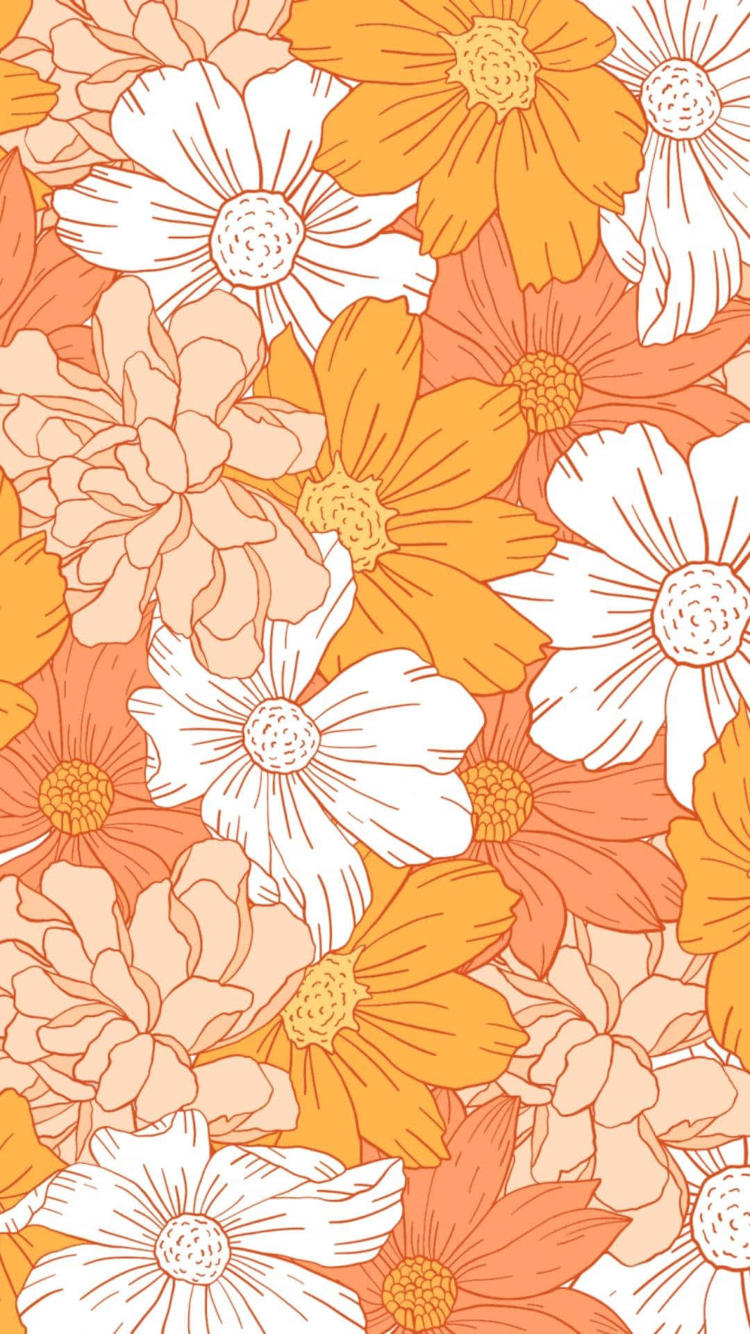 Einnahtloses Muster Aus Orangen Und Weißen Blumen Wallpaper