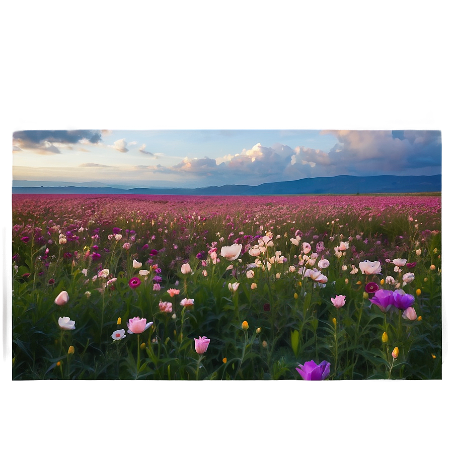 Aesthetic Flower Field Serenity Png Qem78 PNG