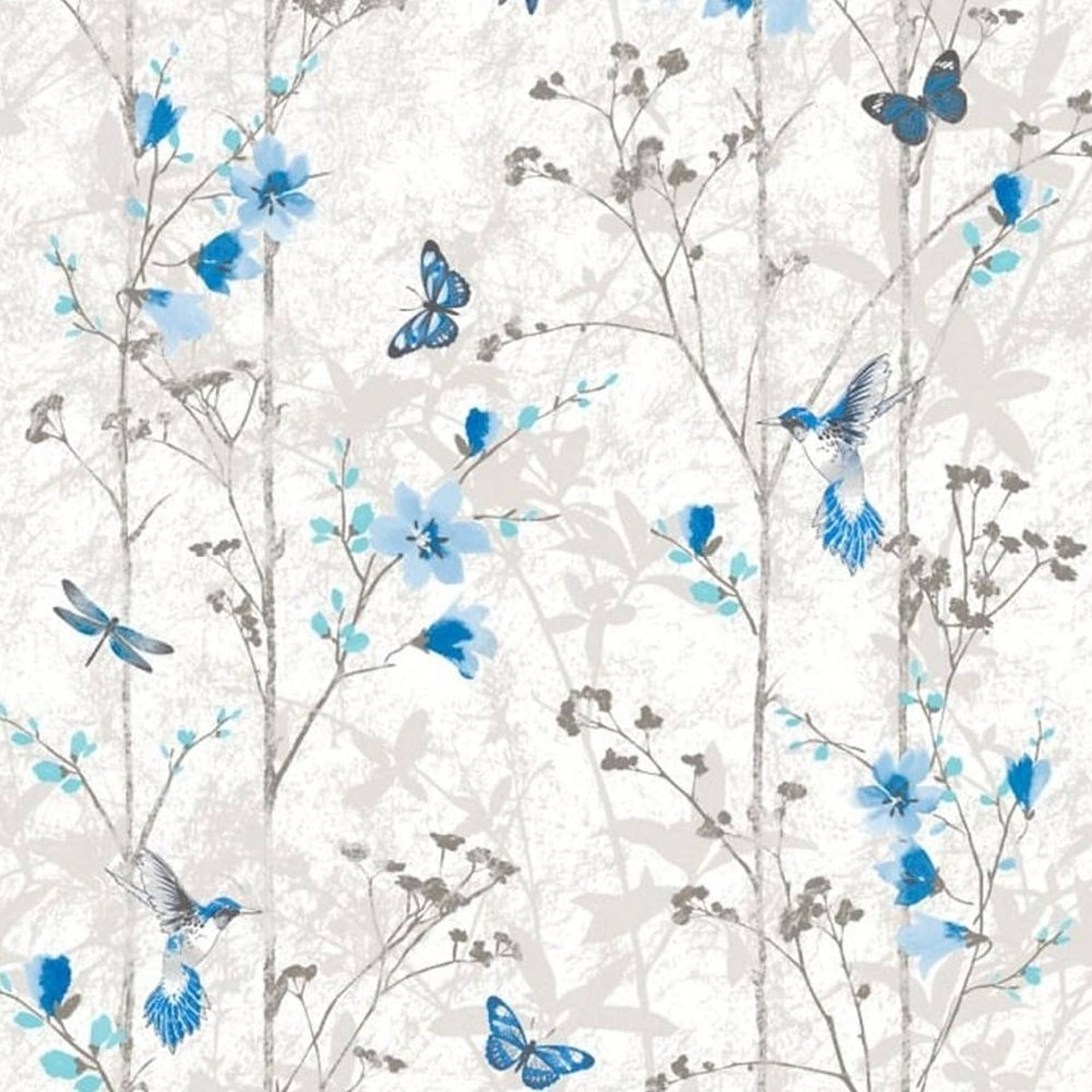 Aesthetic Flower With Blue Butterfly Wallpaper