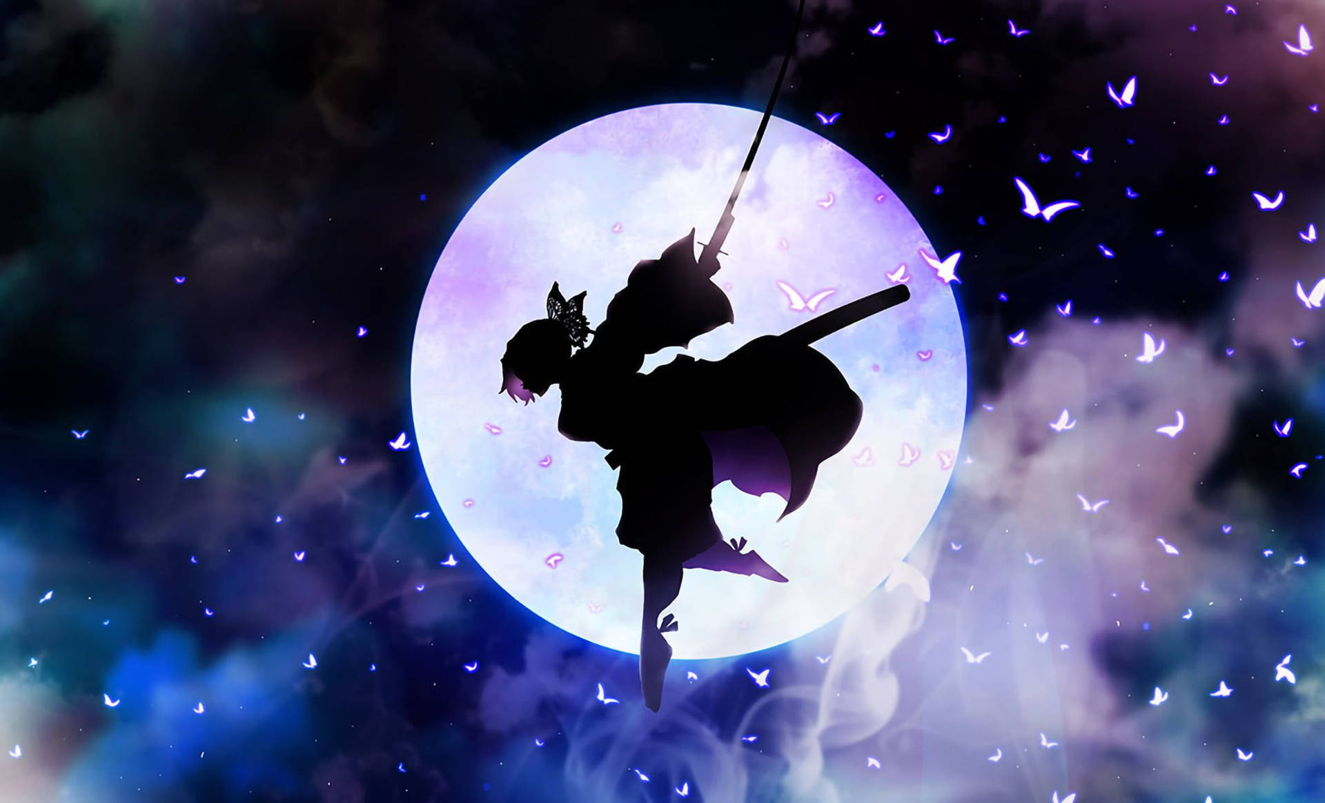 Ästhetischegalaxy Silhouette Anime Shinobu Pfp Wallpaper