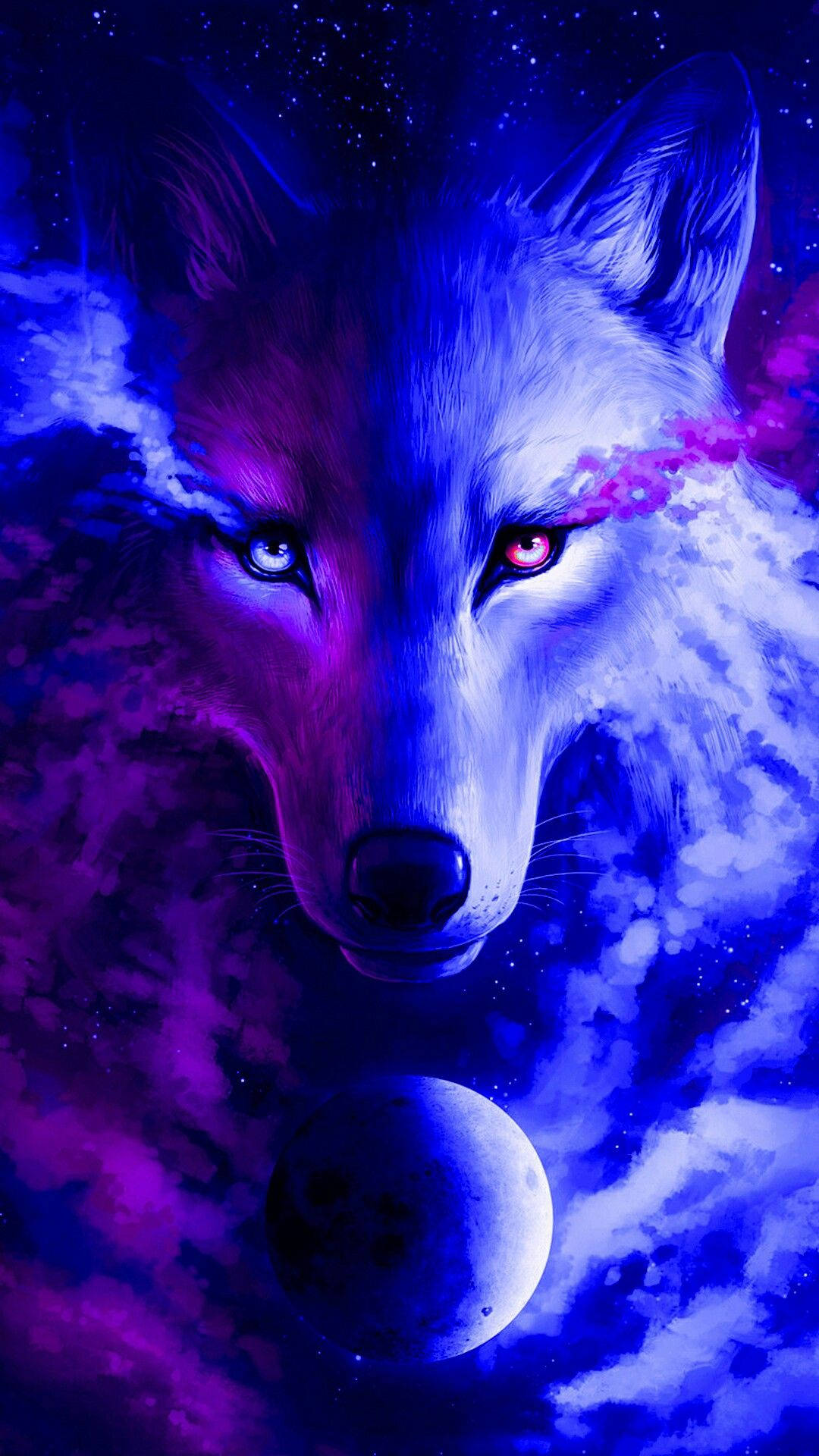 Aesthetic Galaxy Wolf And Moon Wallpaper