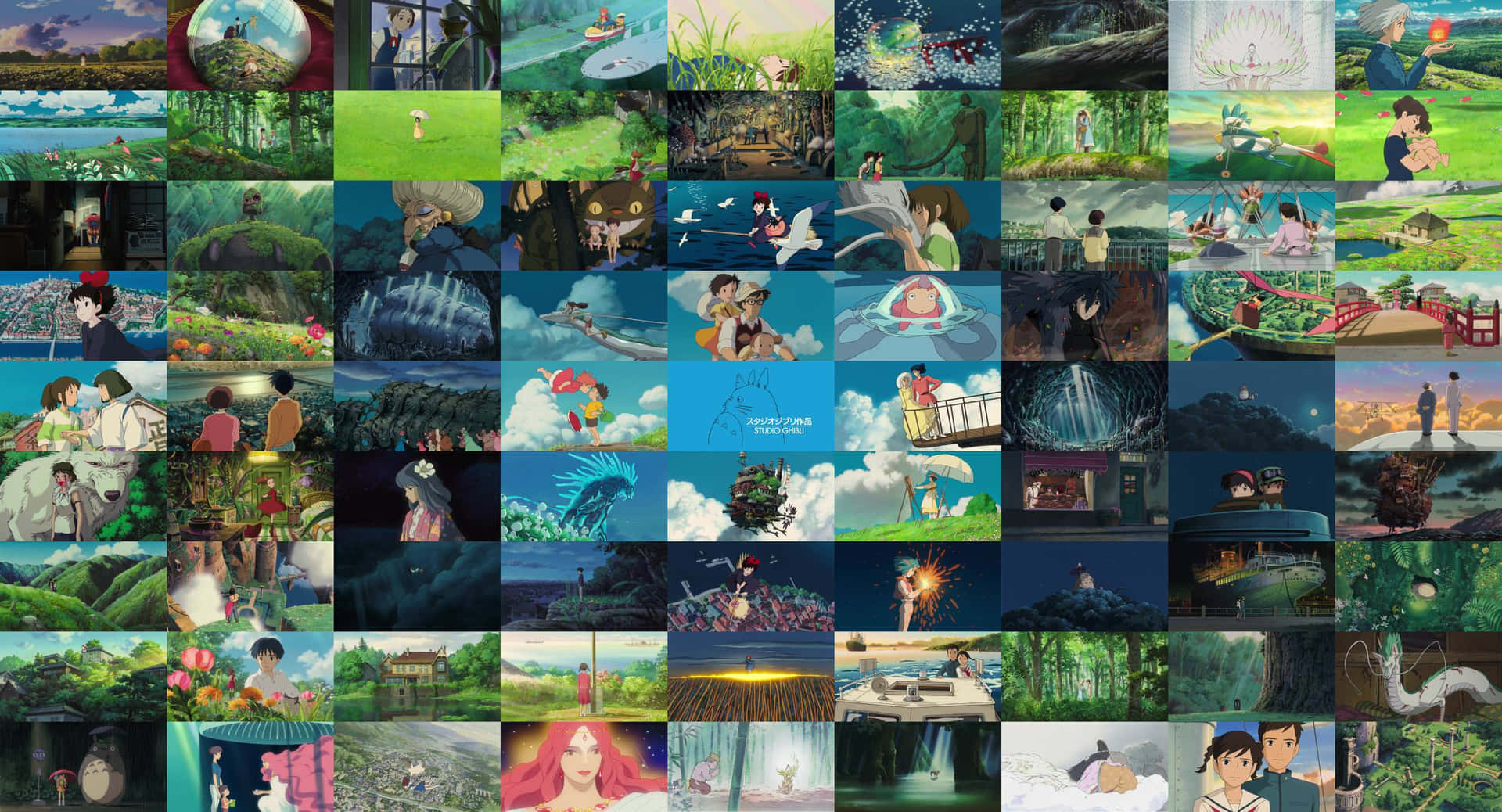Collagedi Immagini Di Ancora Dei Film Estetici Di Ghibli Sfondo