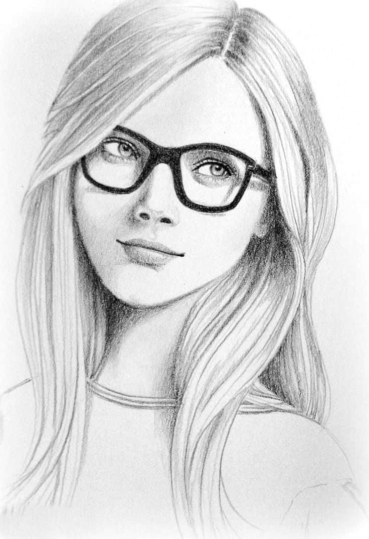 Pencil Aesthetic Girl Drawing Semi Realistic Wallpaper