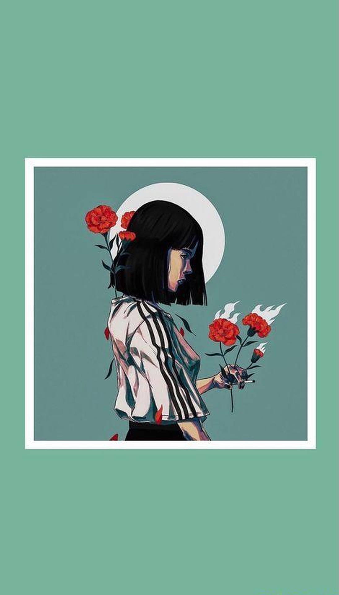 Aesthetic Girl With Roses Background
