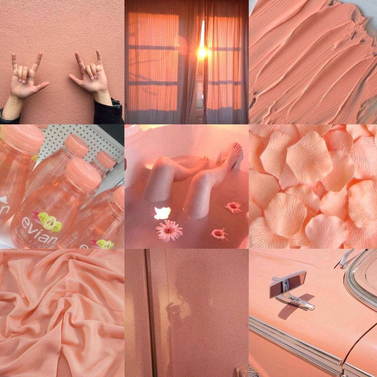 Aesthetic Girly Peach Collage Wallpaper