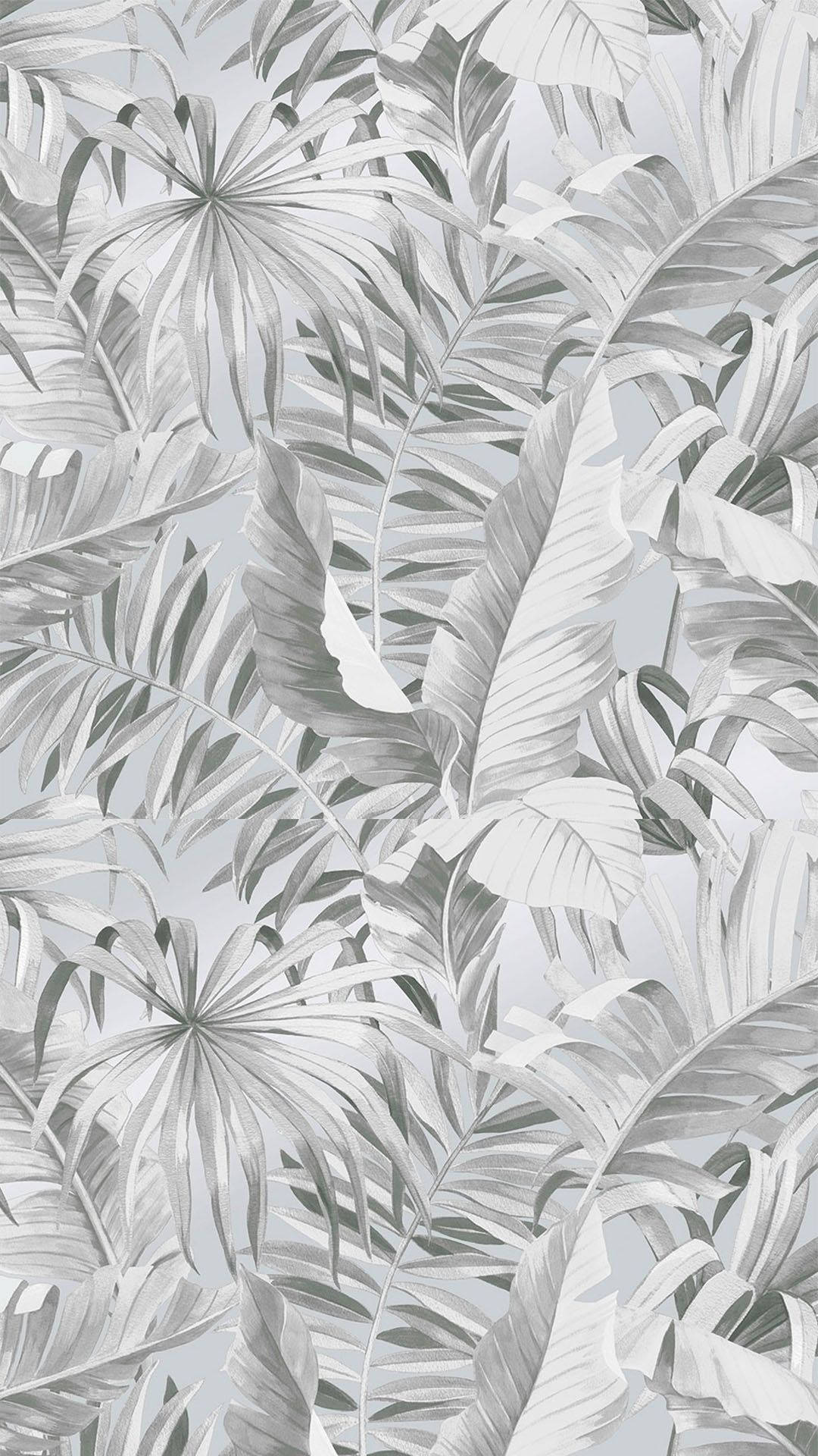 Aesthetic Gray Leaves Wallpaper