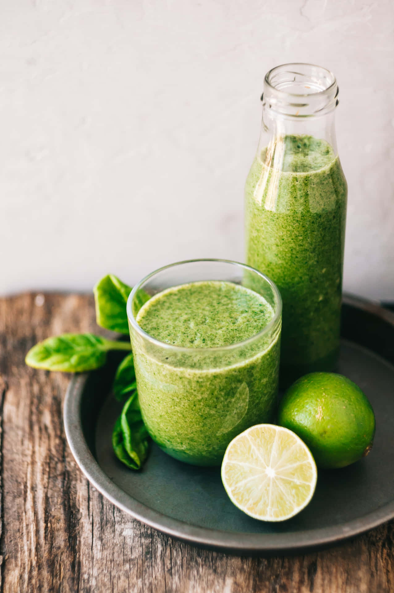 Aesthetic Green Background Healthy Lime Smoothie