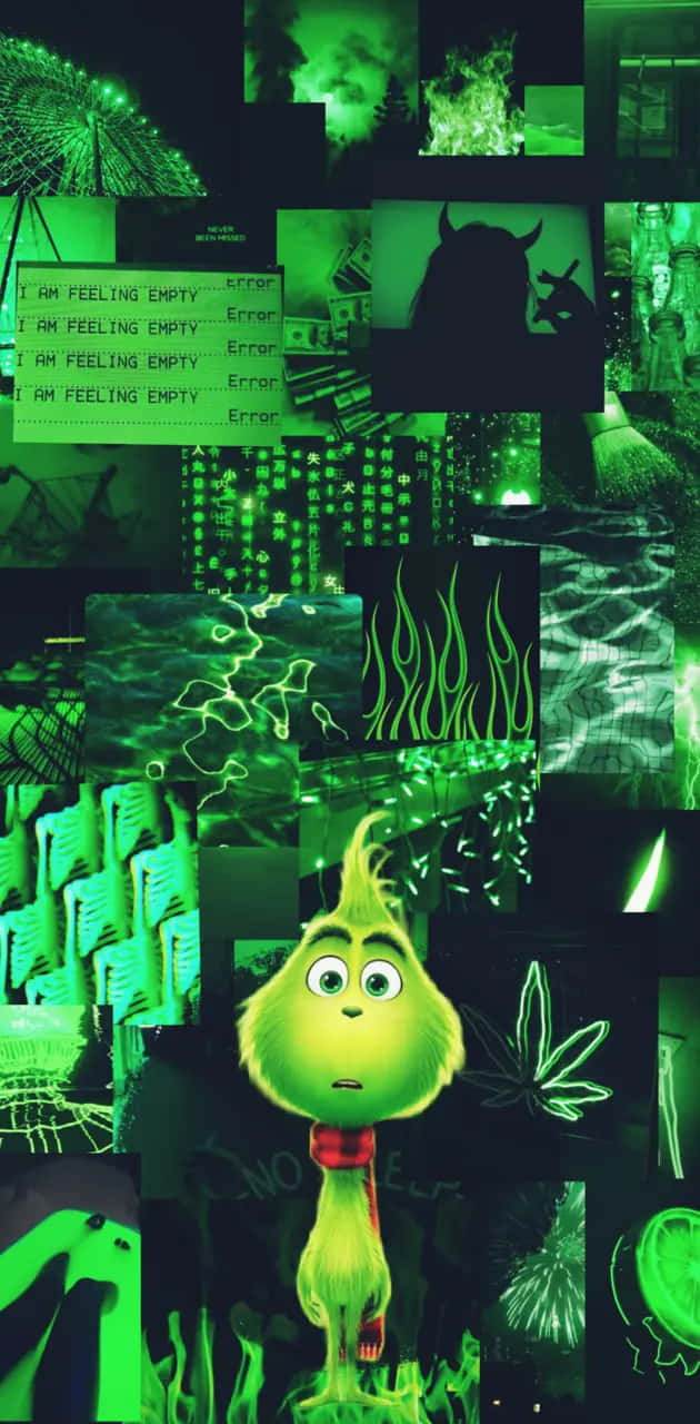 Aesthetic Green Grinch Collage Wallpaper