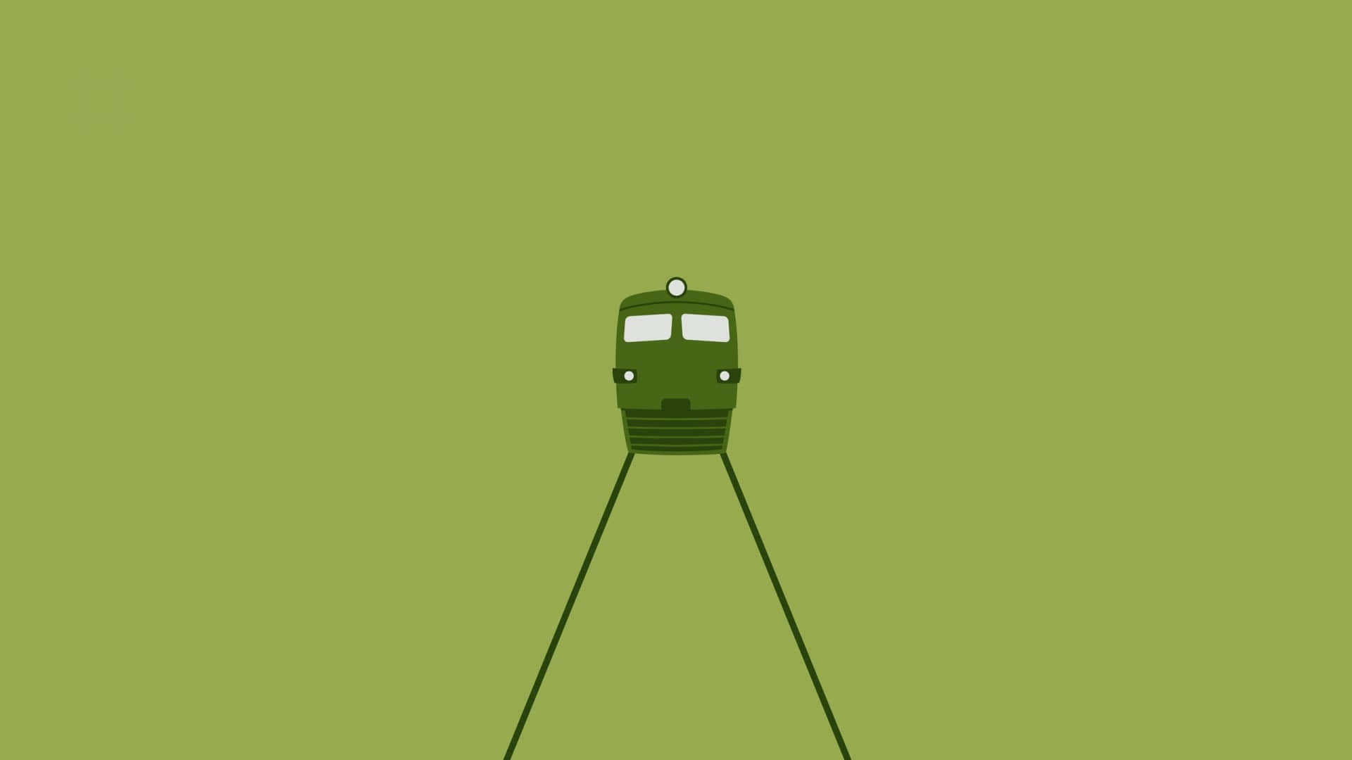 Aesthetic Green Minimal Train On Track Wallpaper