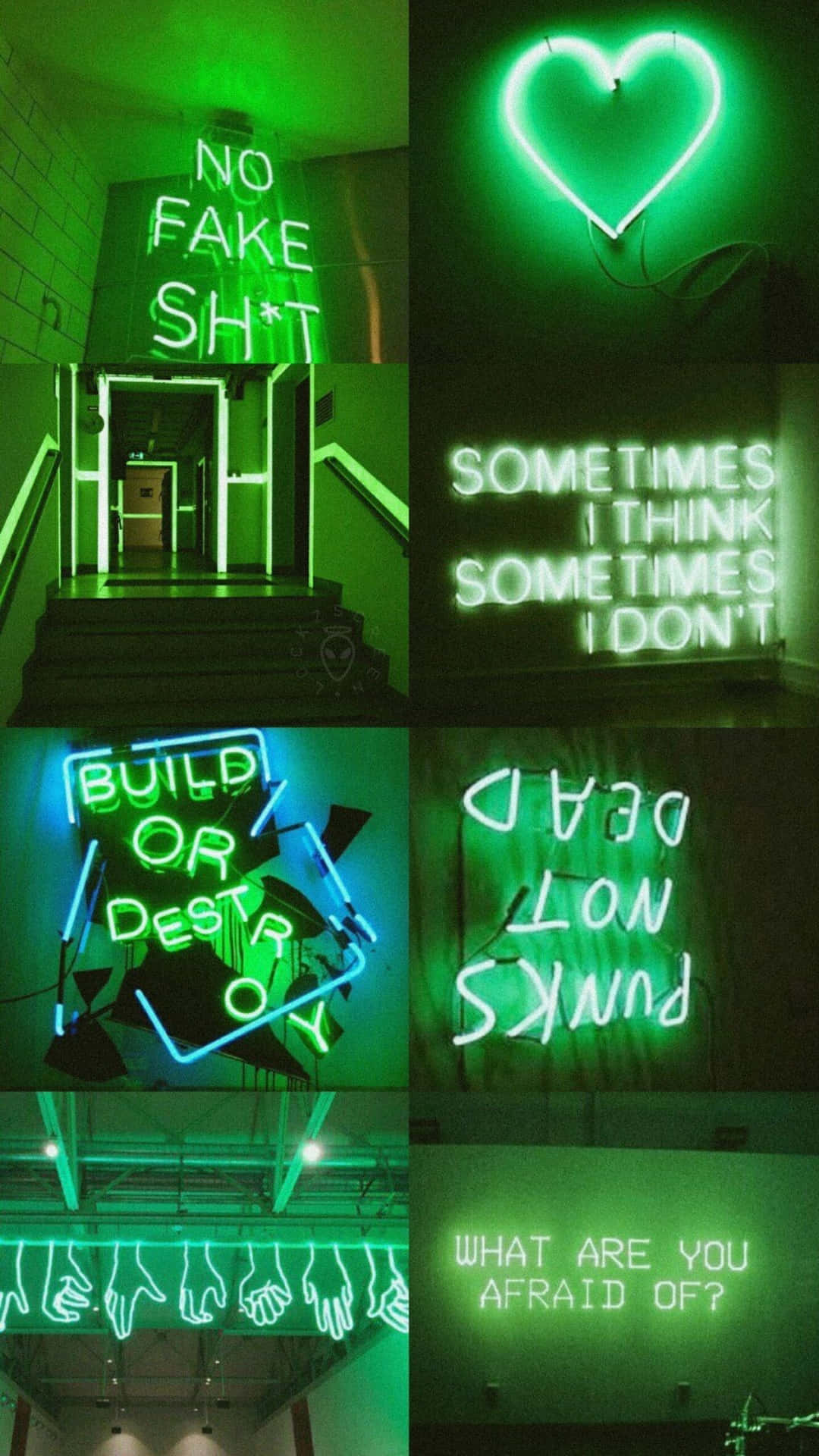 Ästhetischegrüne Neonlicht-kunstbilder
