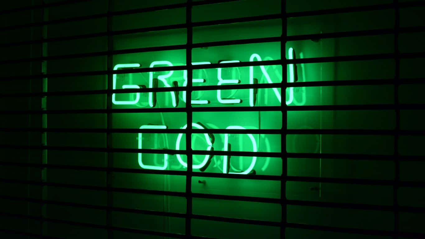 Aesthetic Green God Neon Art Pictures