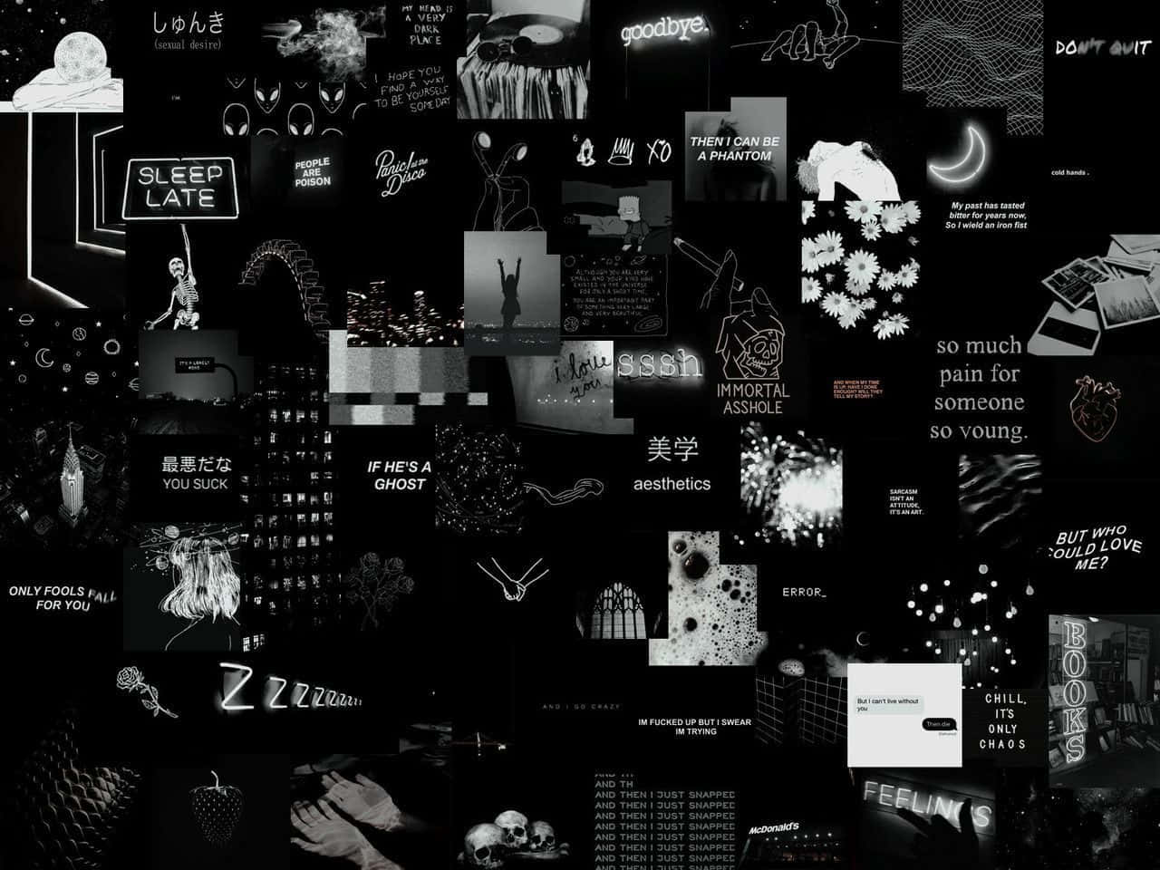 Aesthetic Grunge Desktop Black Collage Wallpaper