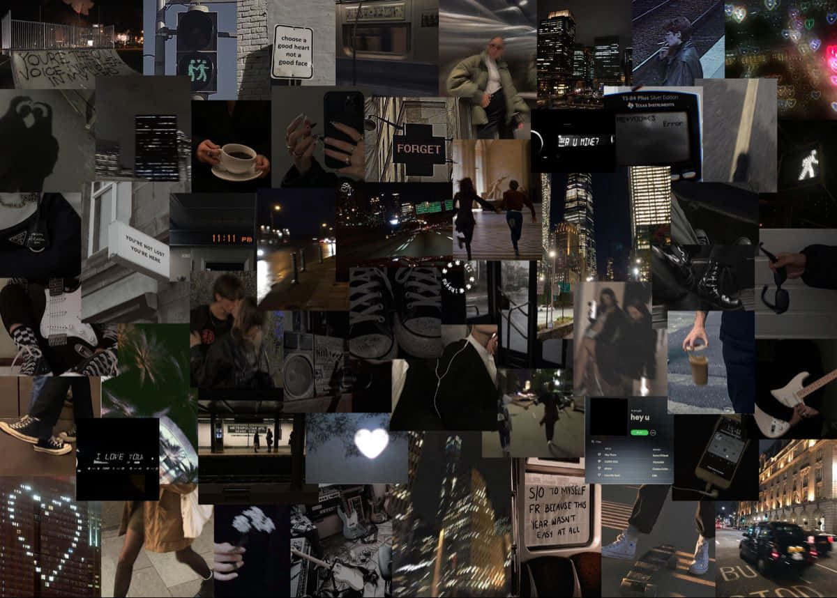 Aesthetic Grunge Laptop Odd Photo Collage Wallpaper