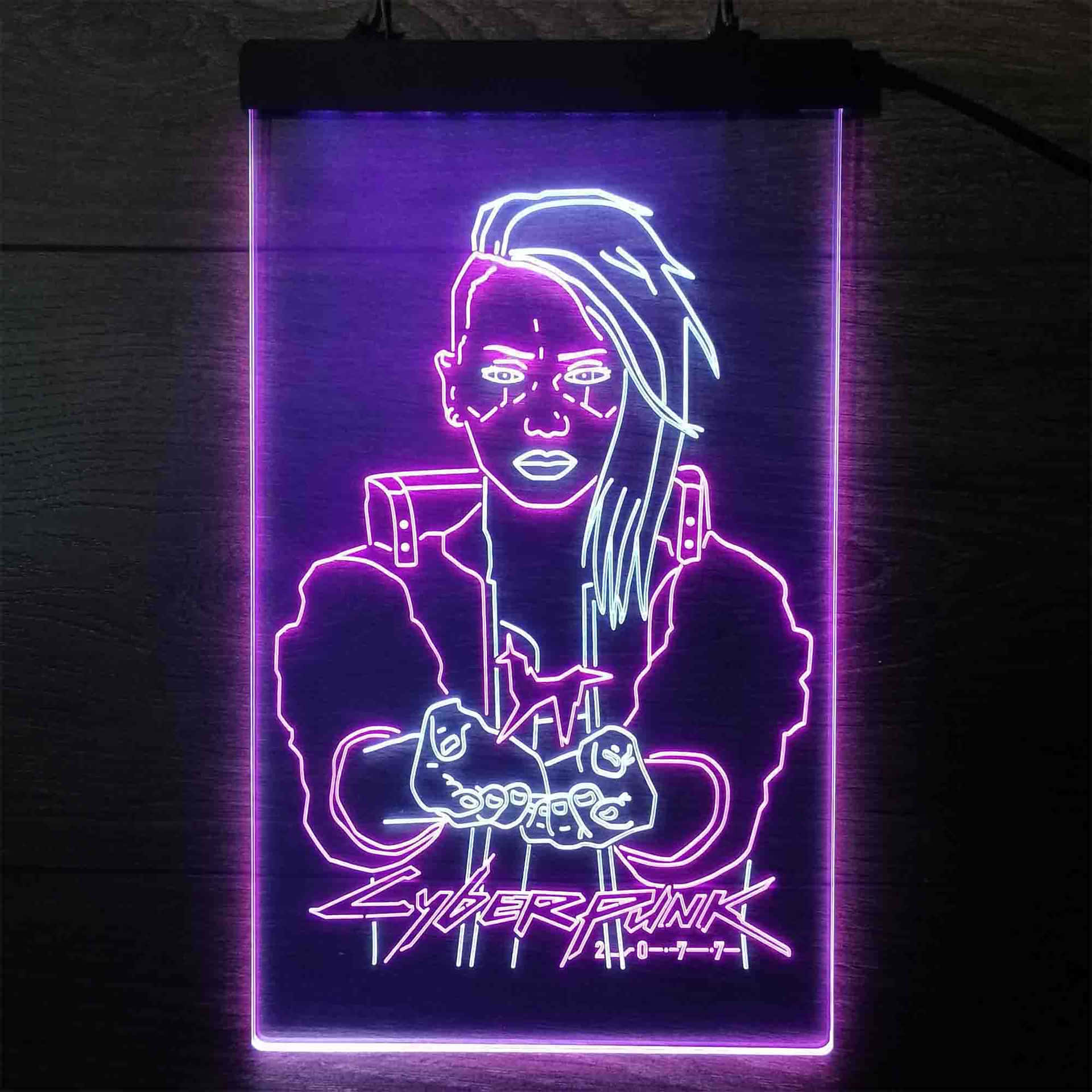 Aesthetic Grunge Purple Neon Cyber Punk Signs Wallpaper