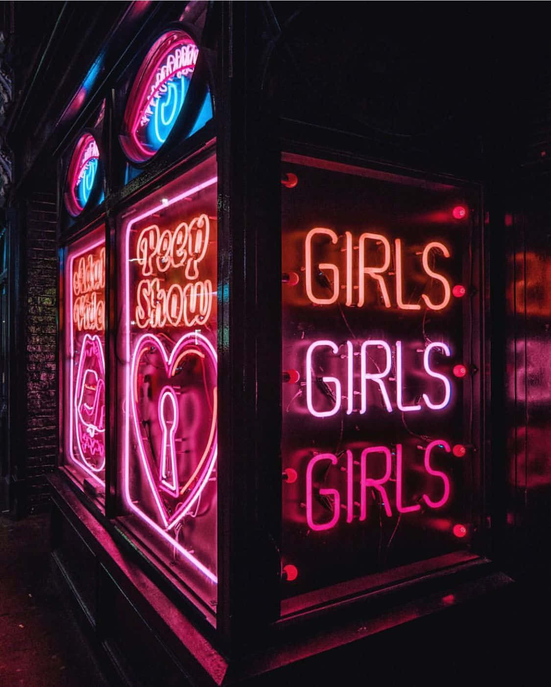 Estéticade Grunge Rosa, Carteles Luminosos De Club Para Chicas Neon. Fondo de pantalla