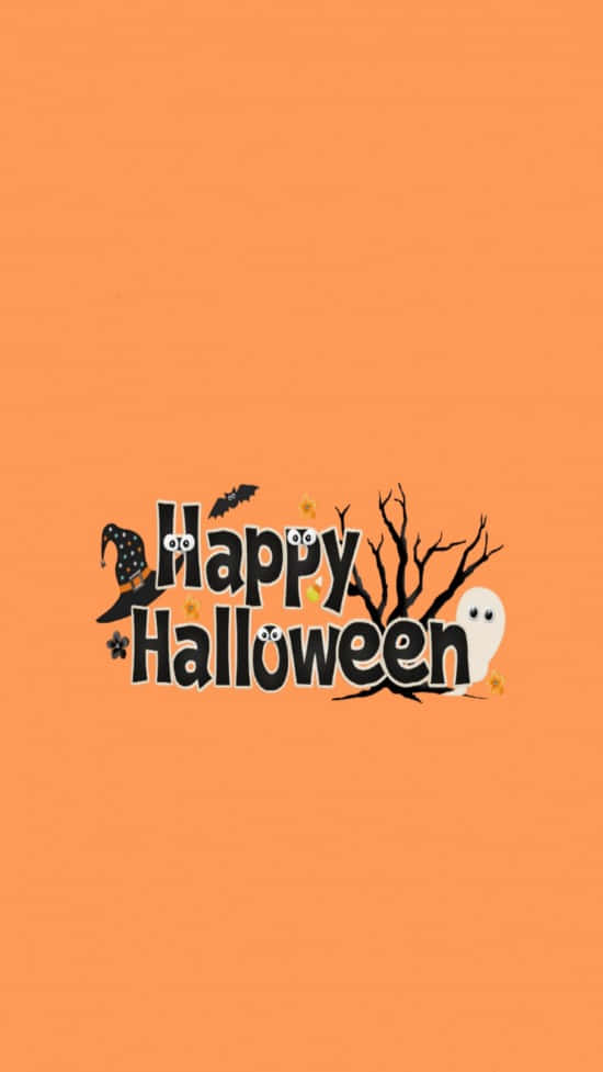Aesthetic Halloween Background Happy Halloween Greetings In Orange Background
