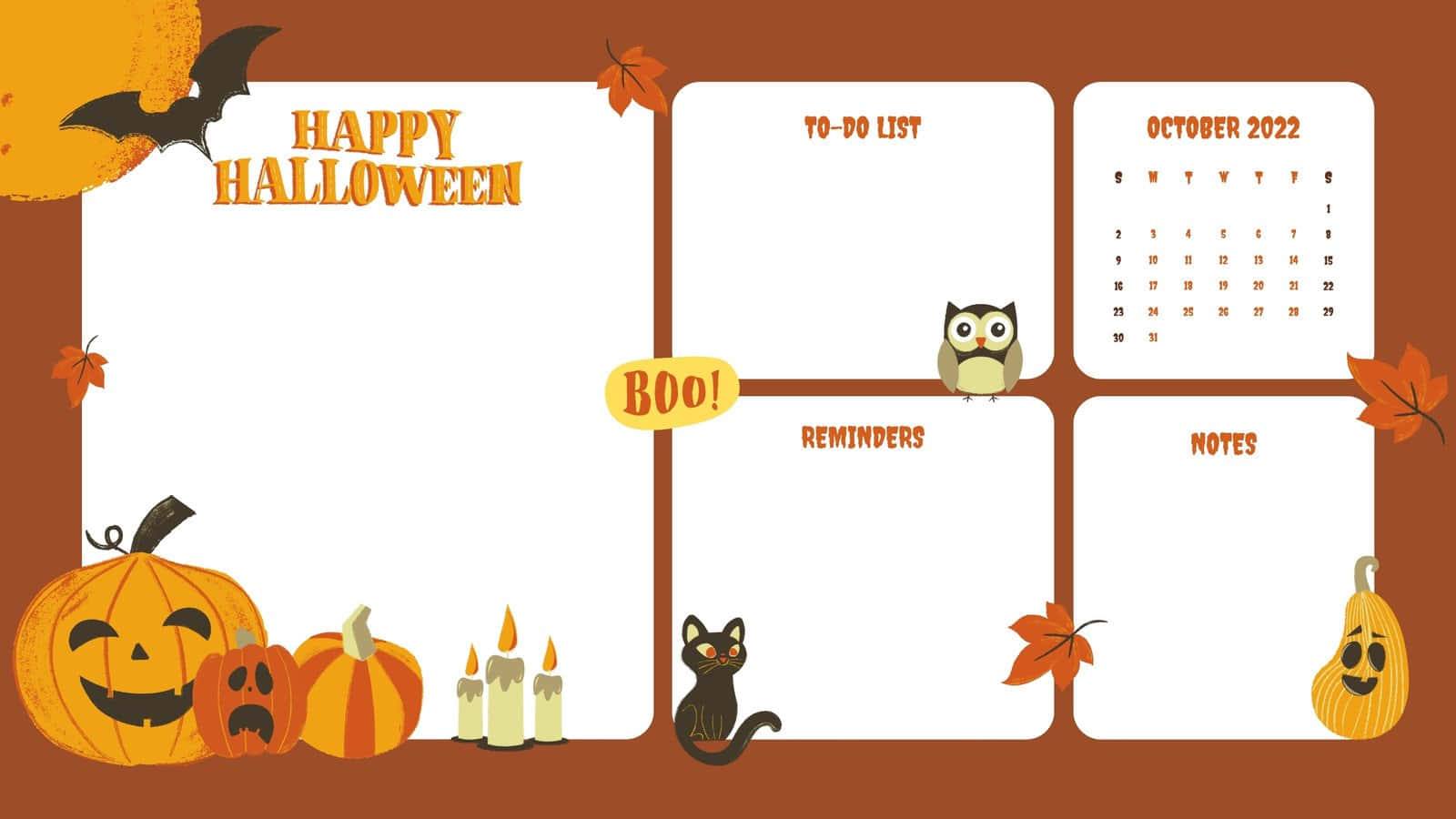 Aesthetic Halloween Background Calendar And A To Do List Background