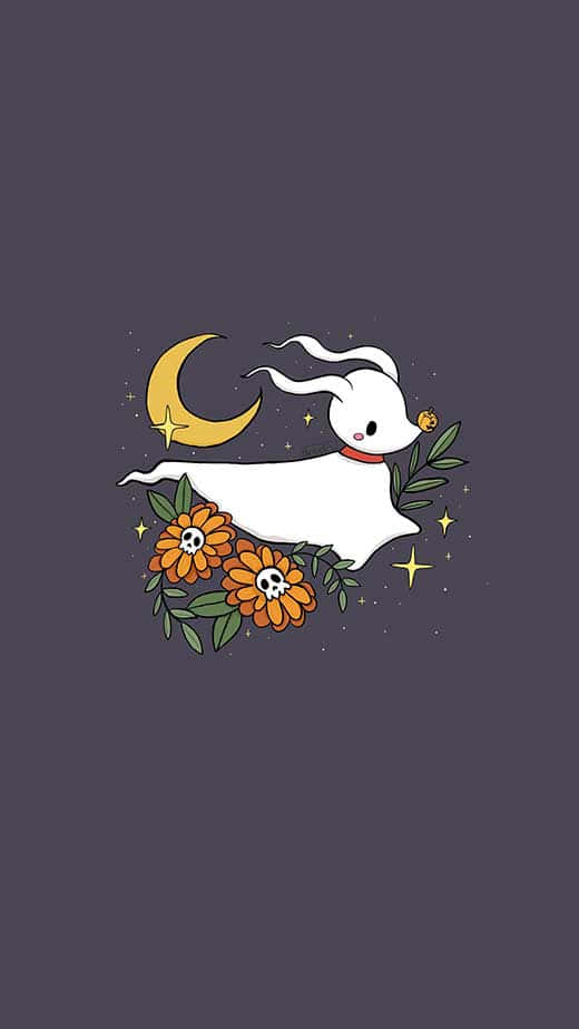 Aesthetic Halloween Background Floating Dog Ghost Background
