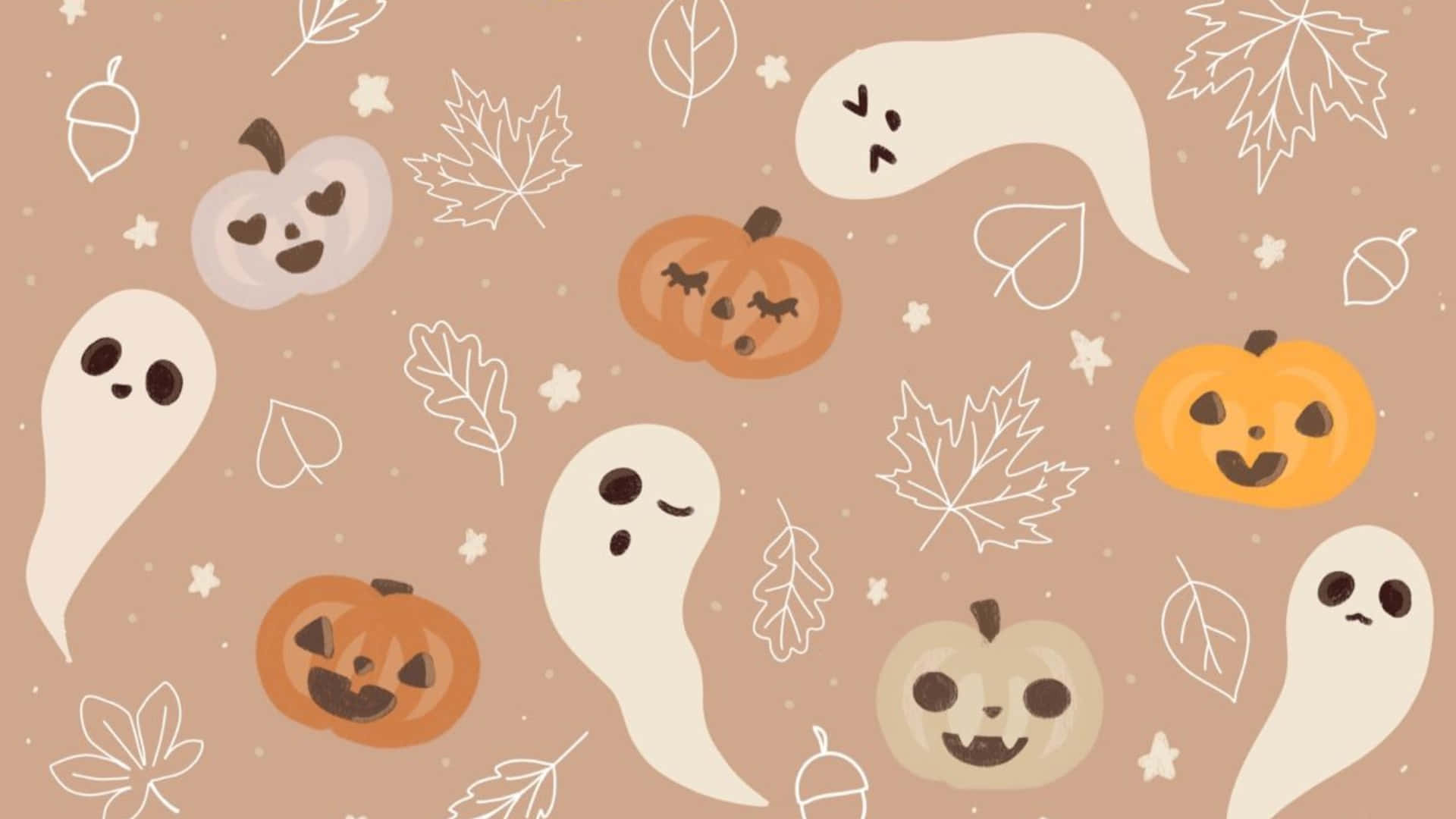 Aesthetic Halloween Background Cute Ghosts And Pumpkins Pattern Background