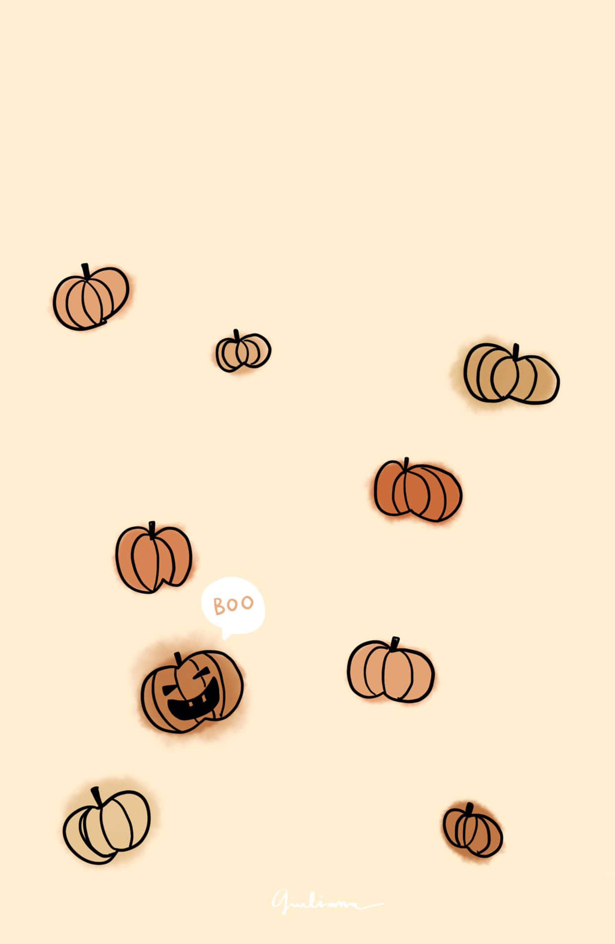 a drawing of pumpkins in the air