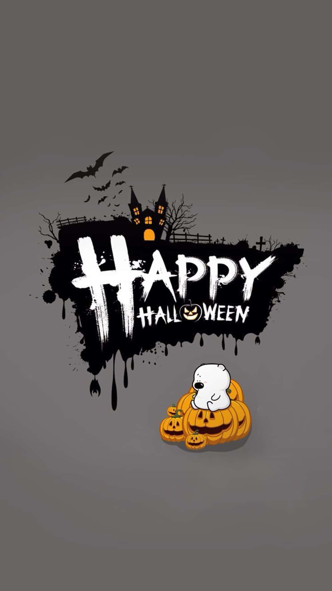 happy halloween logo with pumpkins and a skull