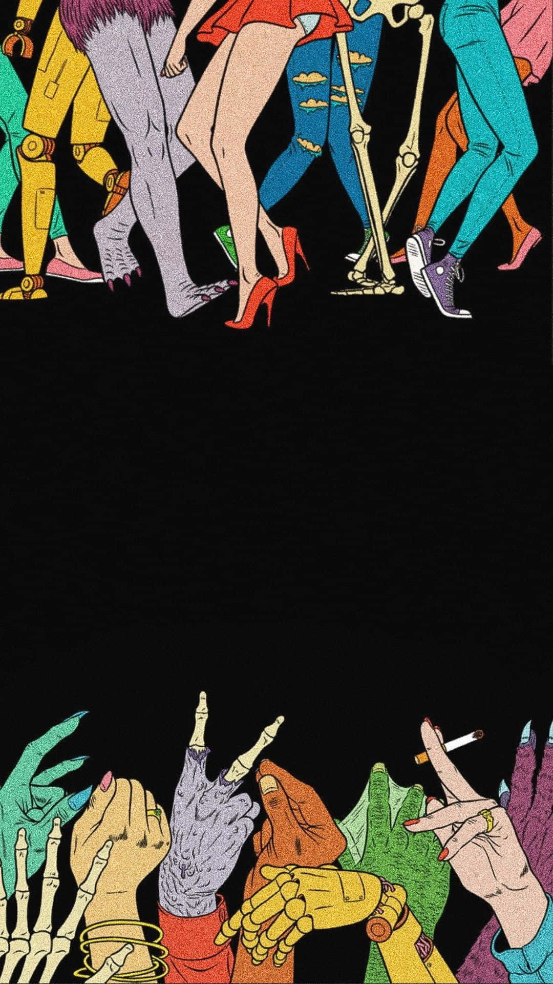 Et plakat med en gruppe mennesker, der danser.