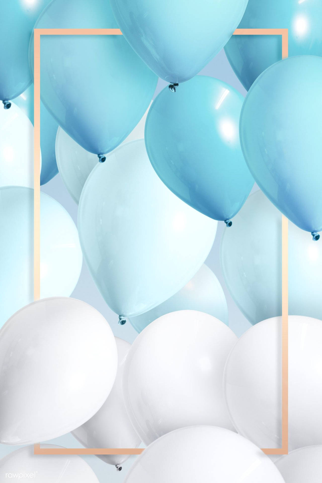 Aesthetic Happy Birthday Blue And White Balloons Wallpaper