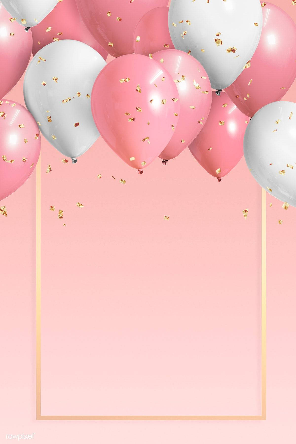 Aesthetic Happy Birthday Pink Balloons Wallpaper