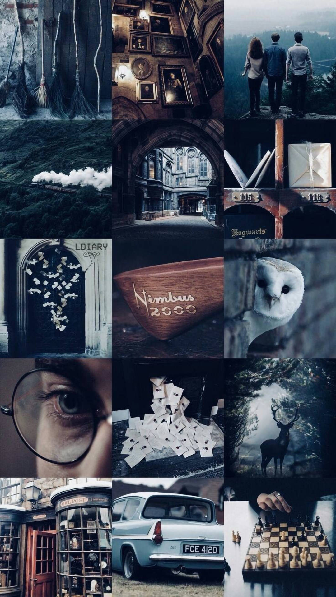 Estetica Harry Potter Blue Theme Collage Sfondo