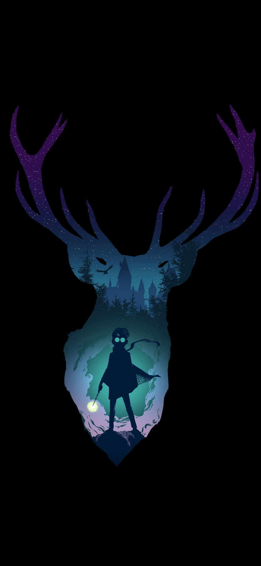 Aesthetic Harry Potter Galaxy Stag Wallpaper