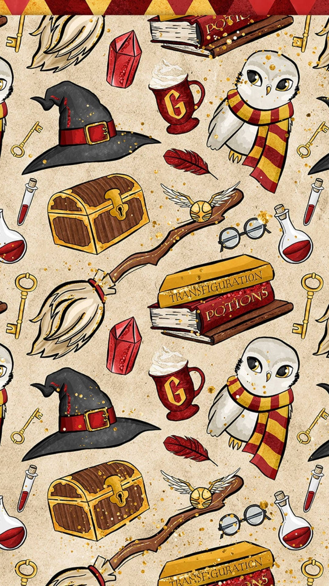 Aestetisk Harry Potter Rød Og Guld Ting Wallpaper