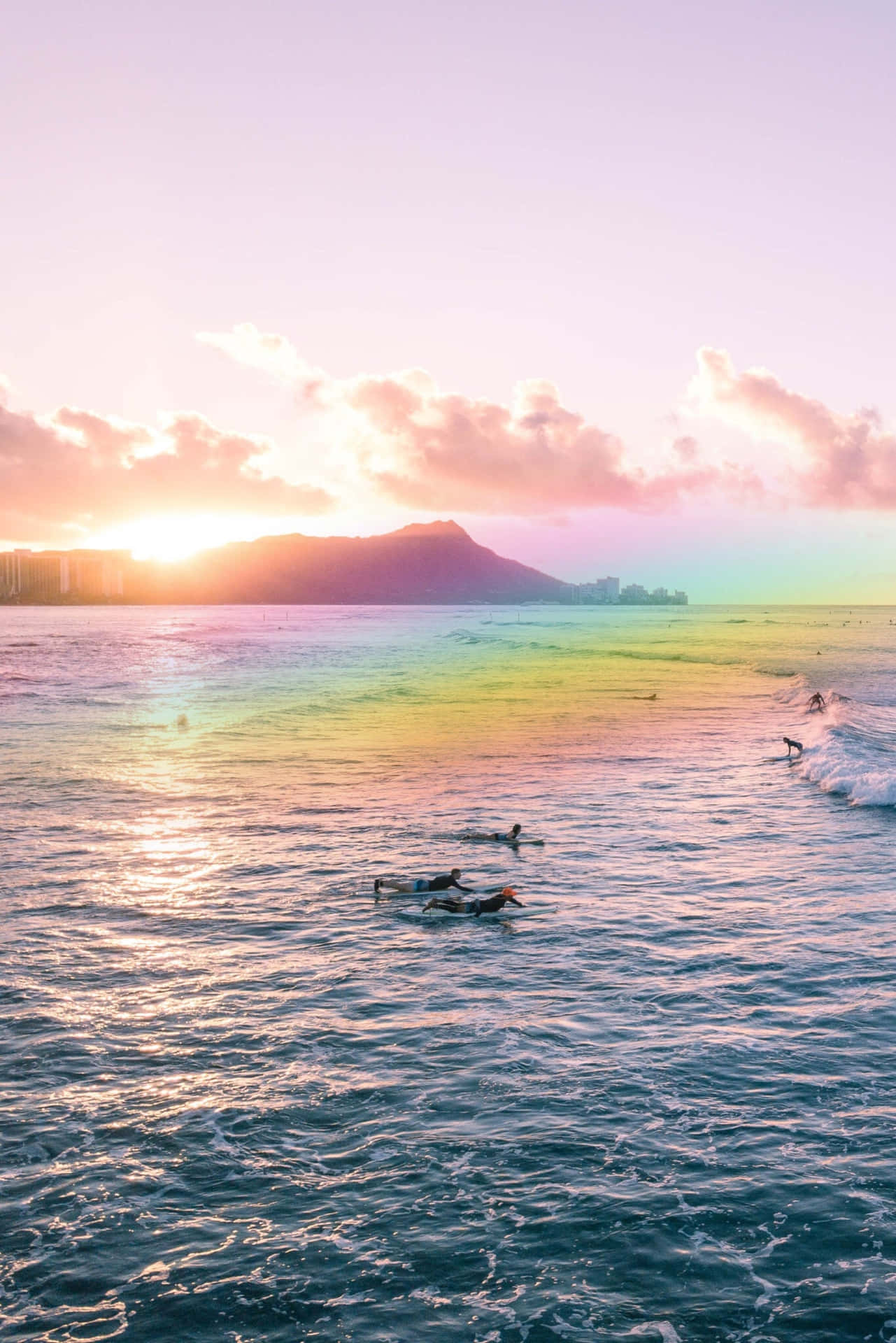 Sunset Over Rqainbow Aesthetic Hawaii Wallpaper