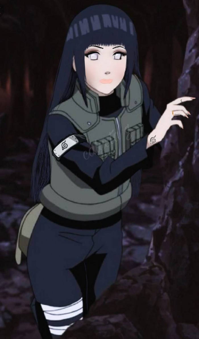 Æstetisk Hinata fra Naruto med ekstra makeup. Wallpaper