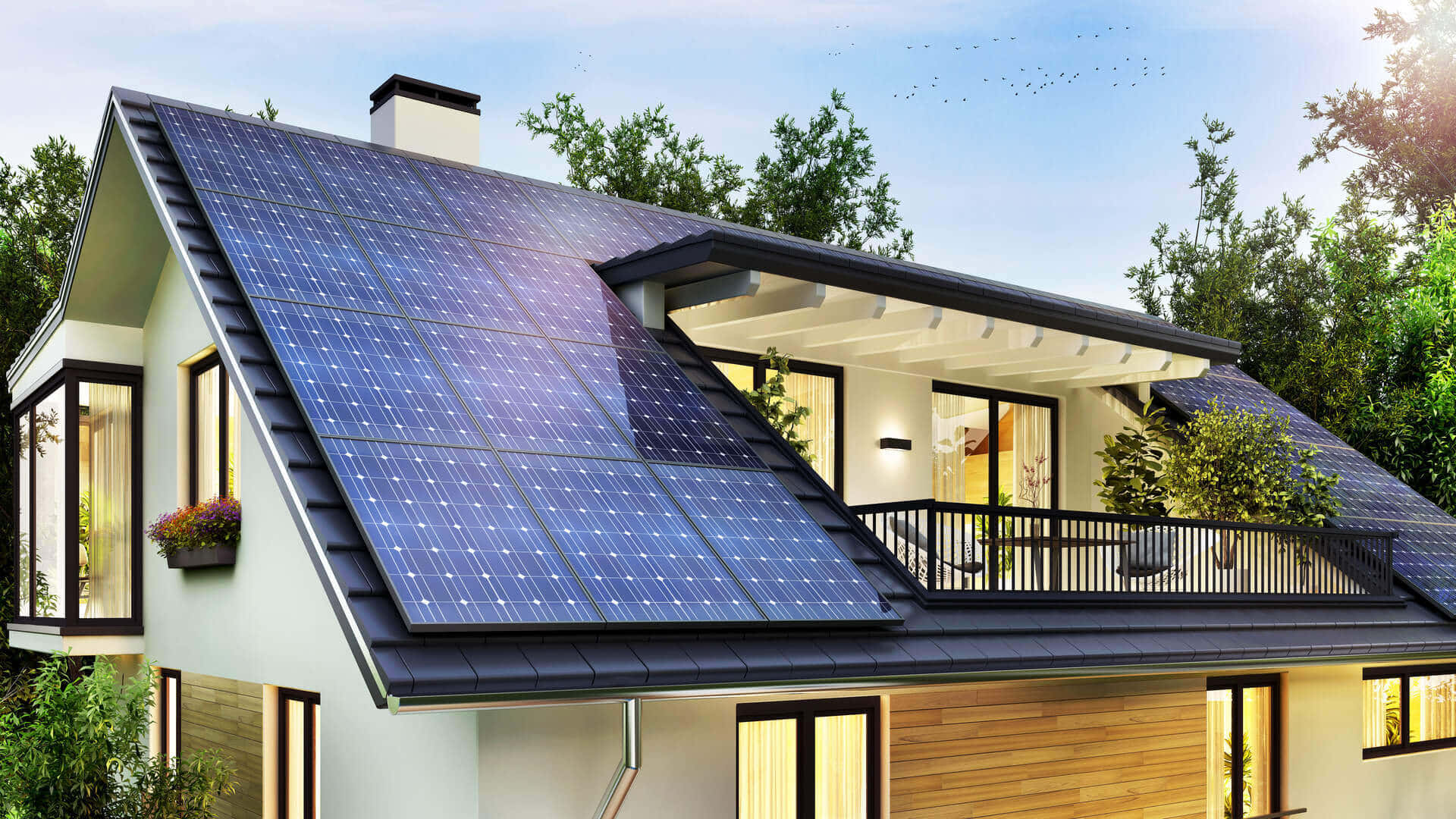 Aesthetic Home With Solar Panels Picture