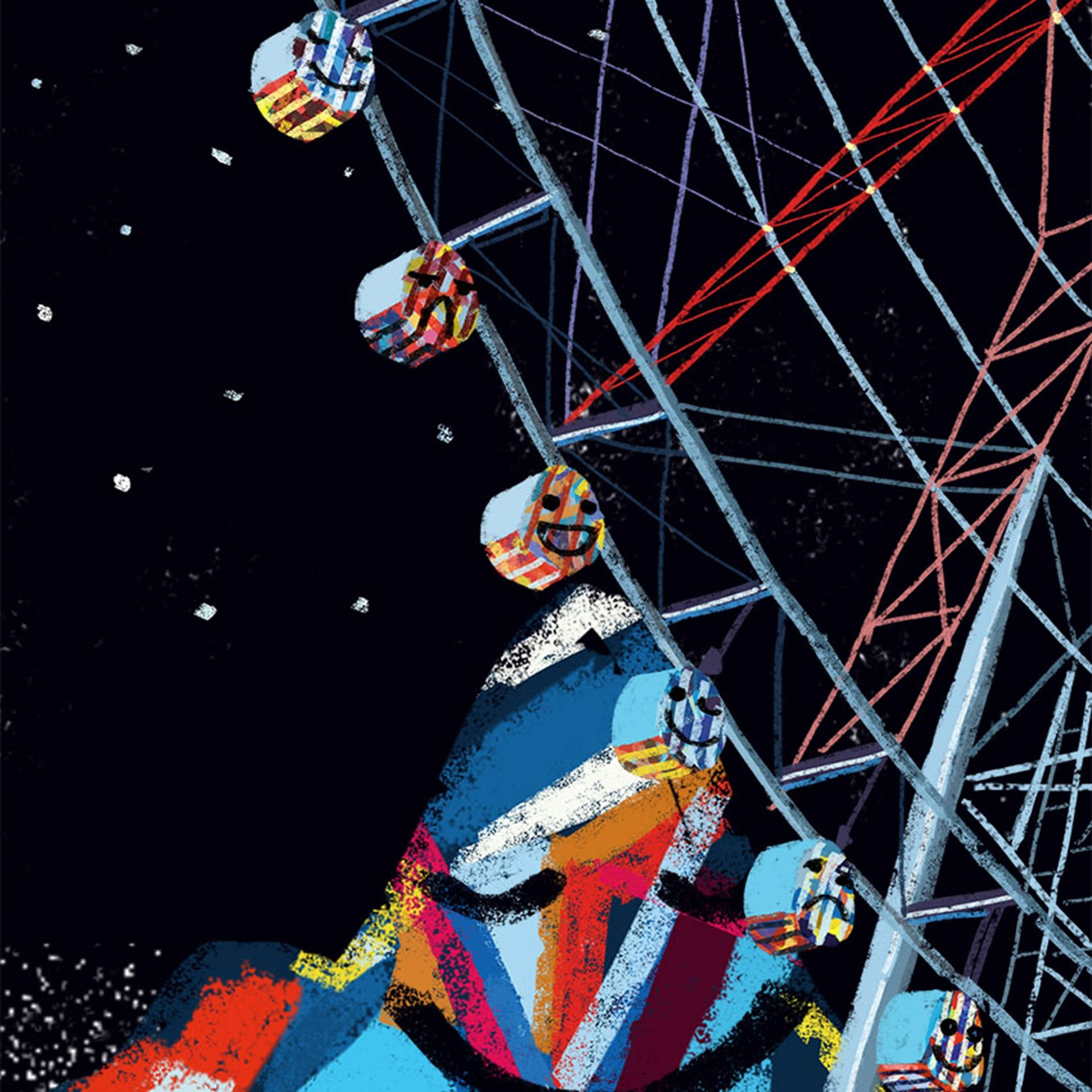 A modern take on classic experiences - this ferris wheel art is a reminder of the beauty of simpler times Wallpaper