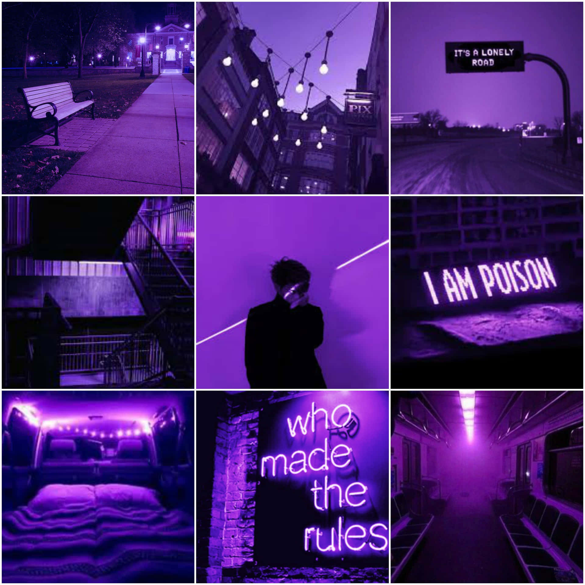 Aesthetic Instagram Neon Violet Collage Wallpaper