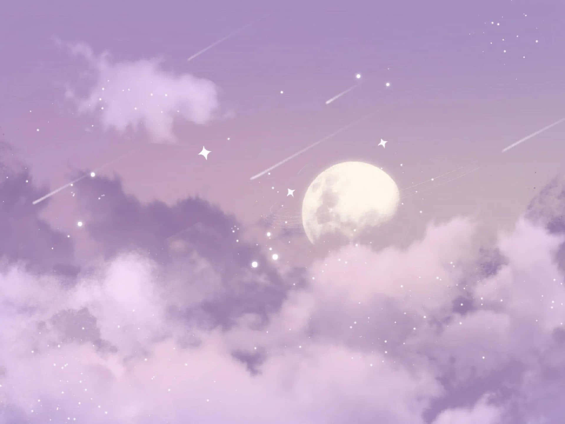 a purple sky with clouds and stars