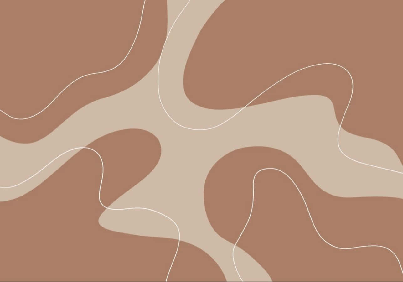 Einbeiges Und Braunes Abstraktes Muster Mit Wellenförmigen Linien
