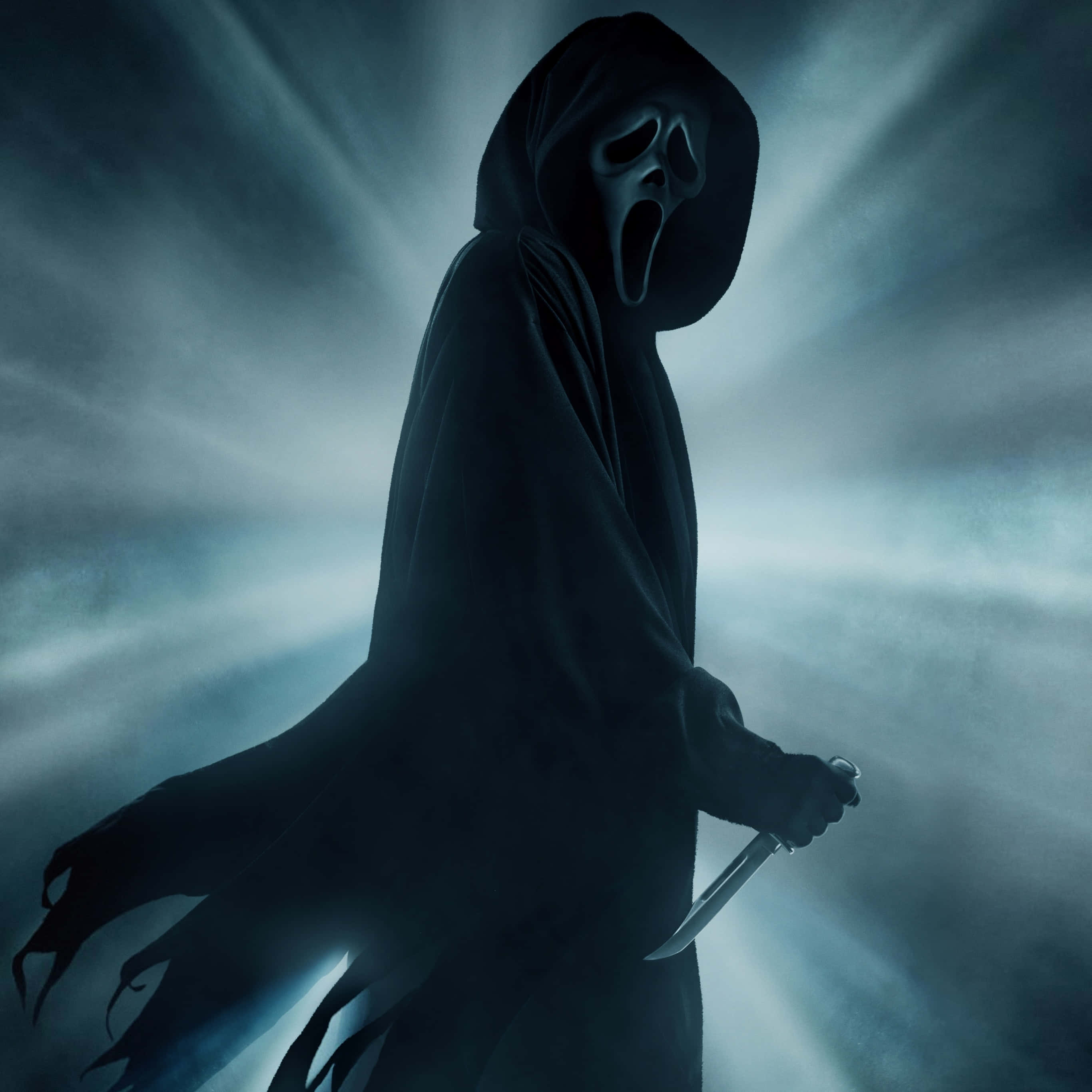 Scream Movie Poster With A Man In A Hooded Robe Wallpaper