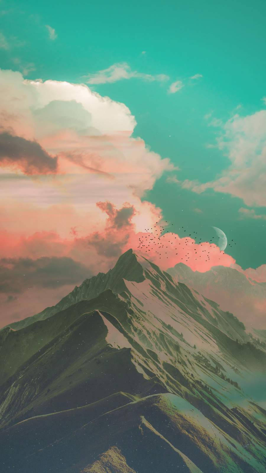 Aesthetic iPhone X Mountain Painting Wallpaper