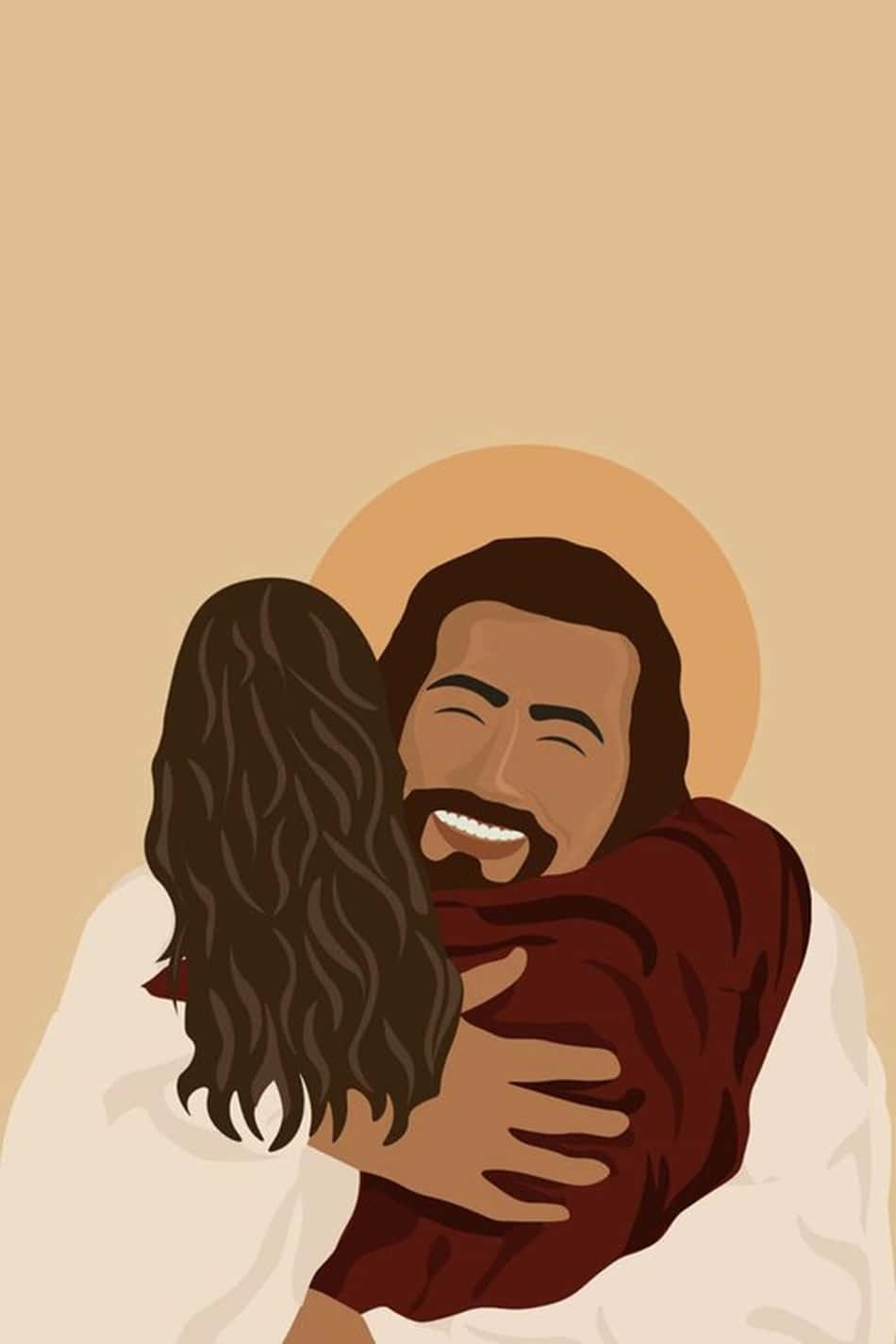 Estéticade Jesús Abrazando A Un Seguidor. Fondo de pantalla