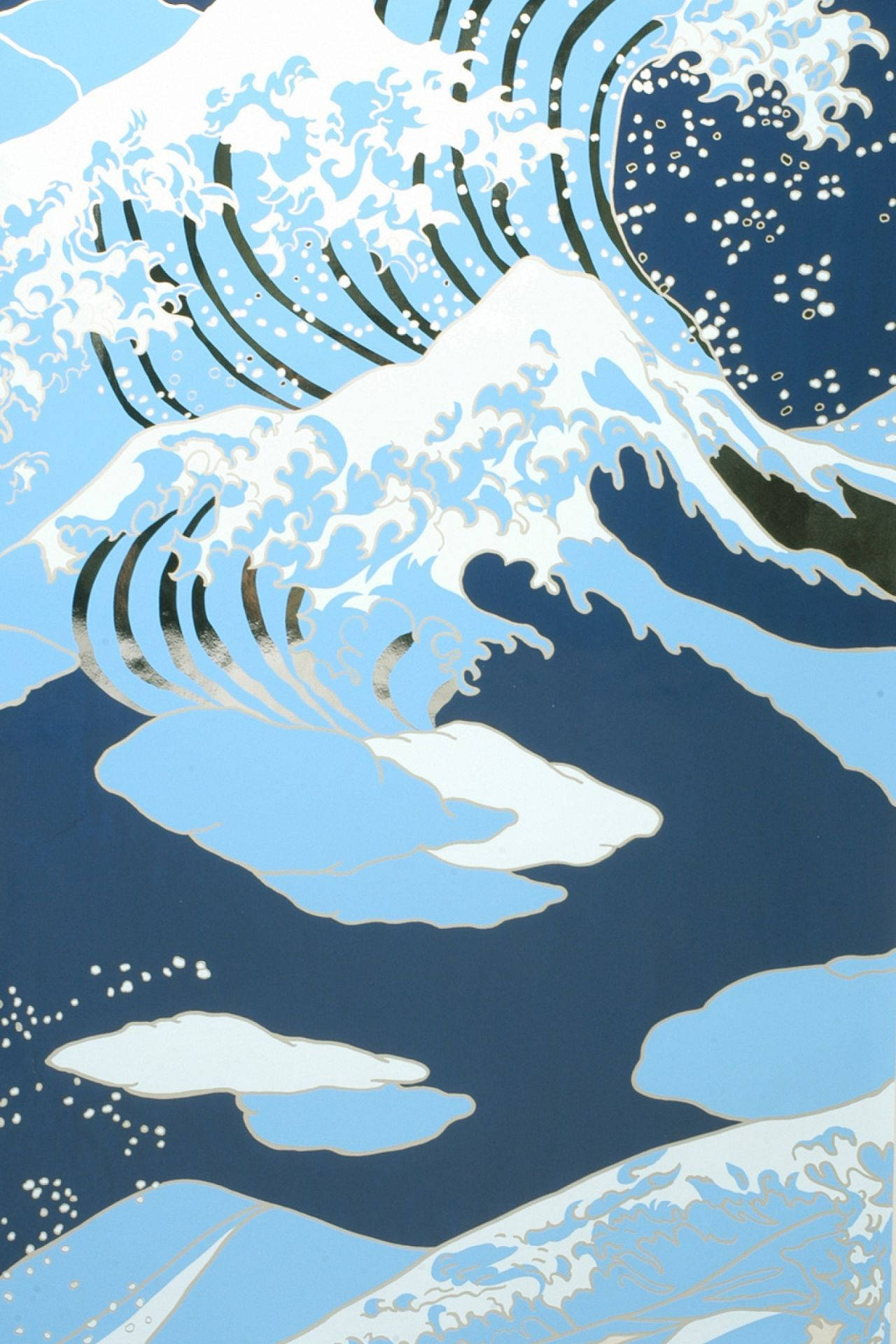 Æstetisk Kanagawa Japanske Bølger Wallpaper