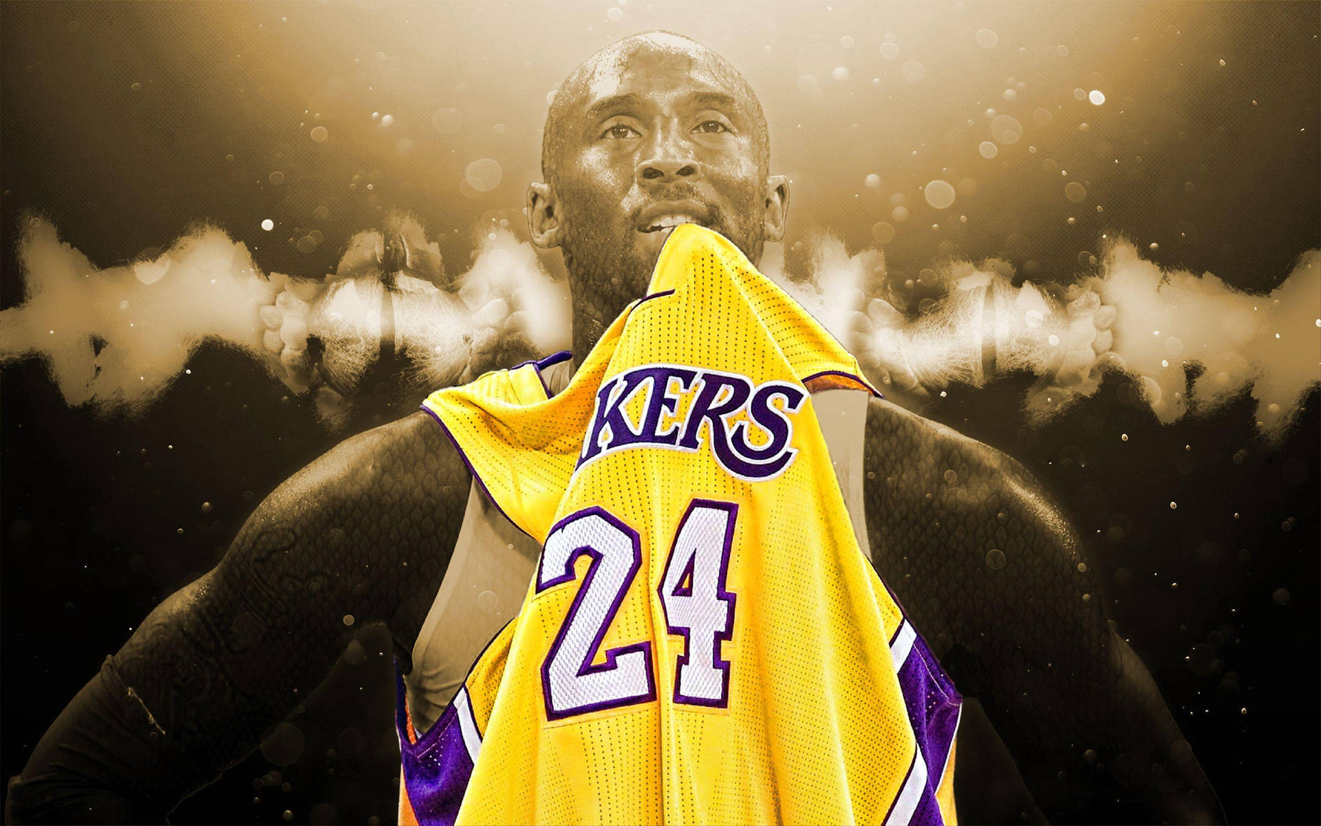 Aesthetic Kobe Bryant In Lakers Jersey Wallpaper