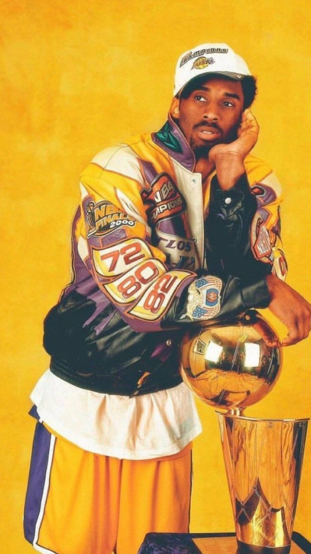 Aesthetic Kobe Bryant With Trophy Wallpaper