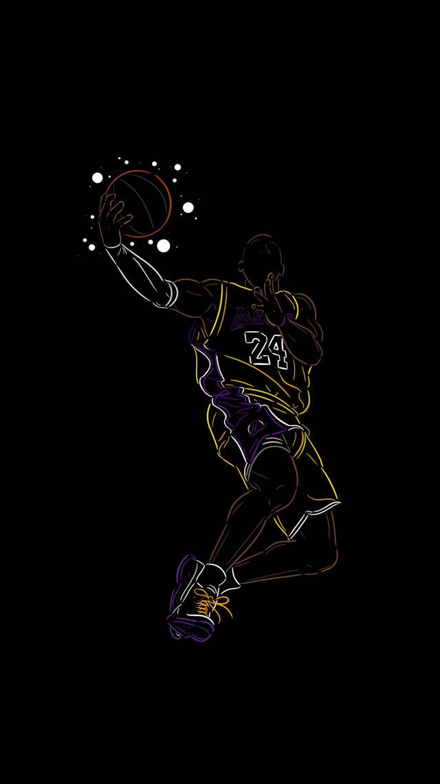 En livfuld portræt af Kobe Bryant, altid en mester på og udenfor banen. Wallpaper