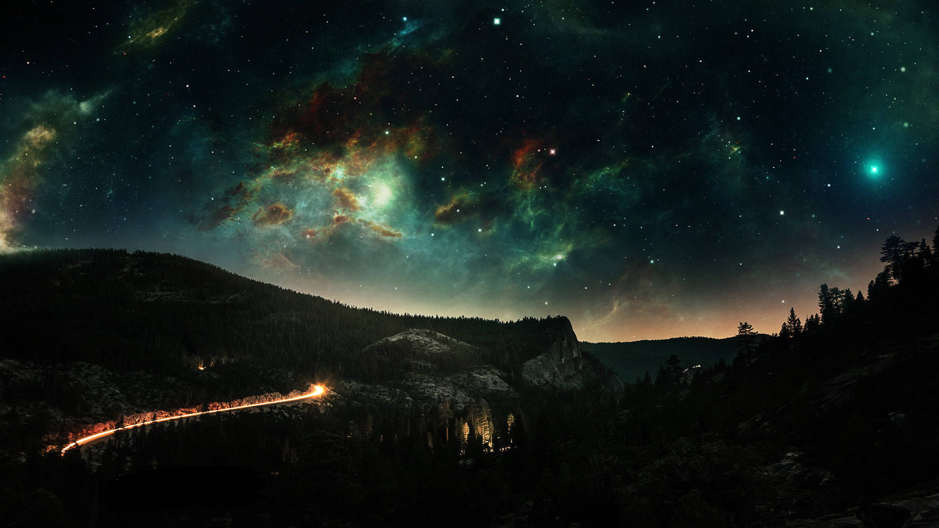 Aesthetic Landscape Galactic Night Sky